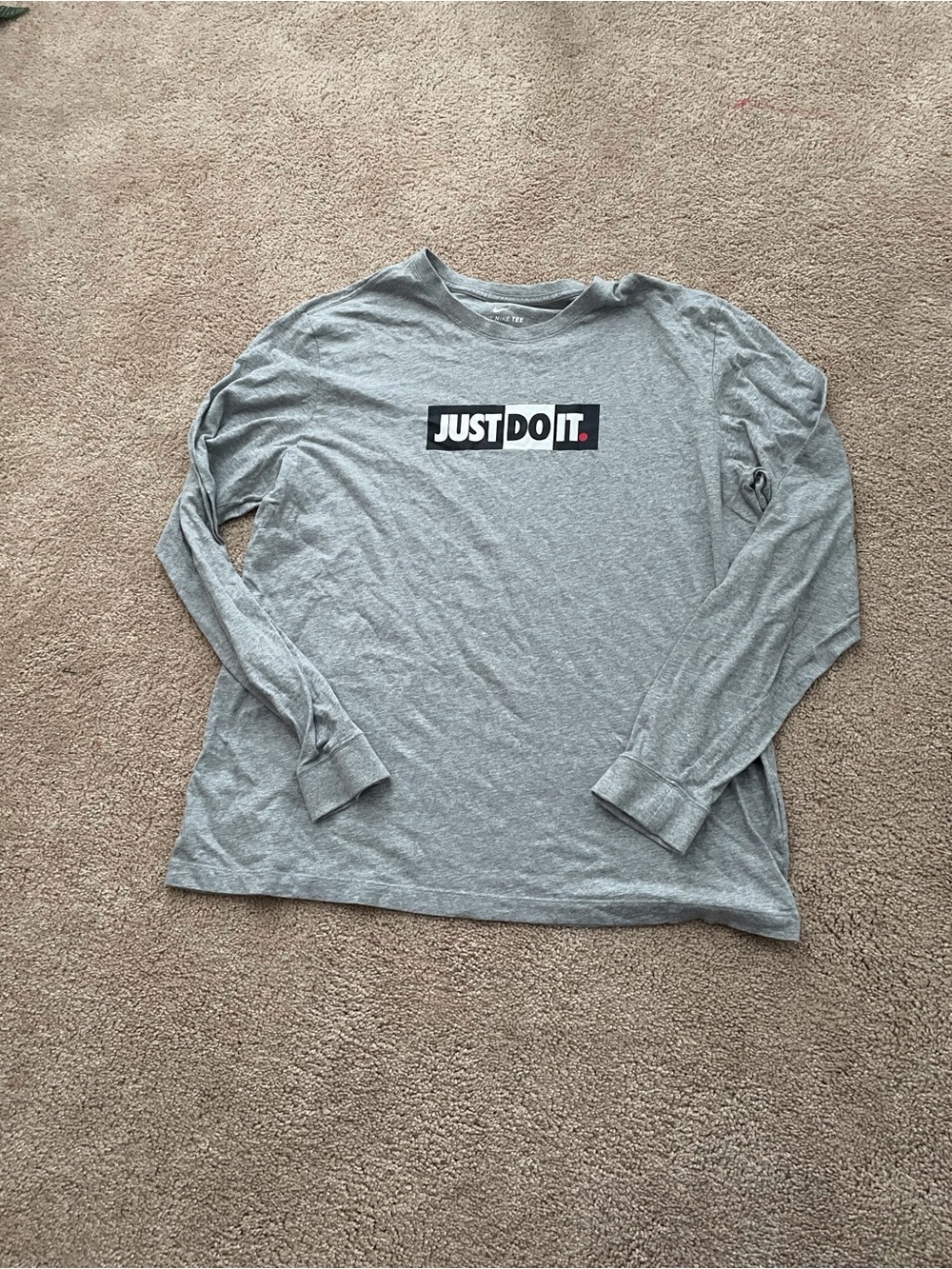 Nike Light Gray Long Sleeve 'Just Do It' Logo Tee